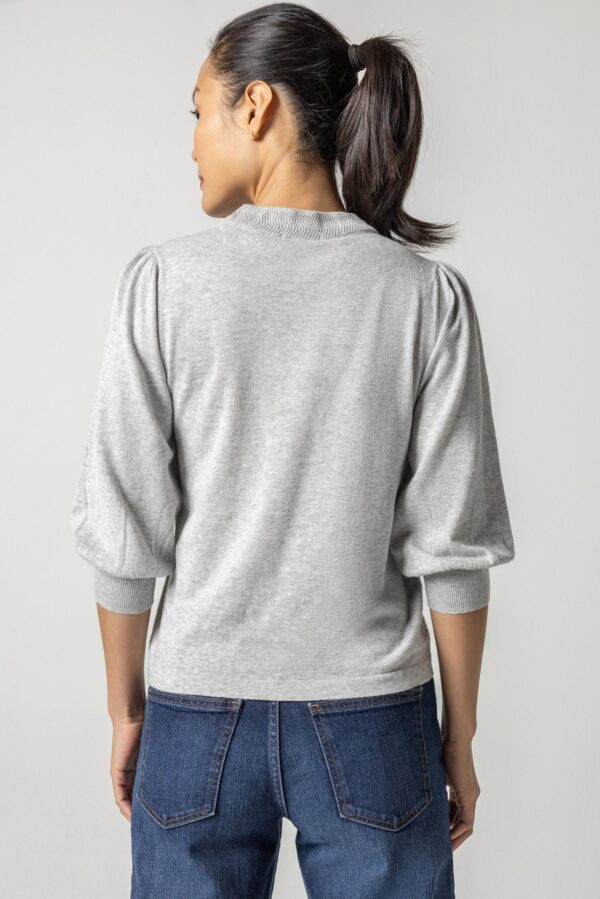 Rib Trim Puff Sleeve Sweater - Image 7