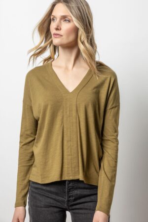 Drop Shoulder V-Neck Top