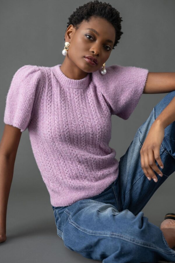 Crew Neck Flutter Sleeve Sweater - Image 5