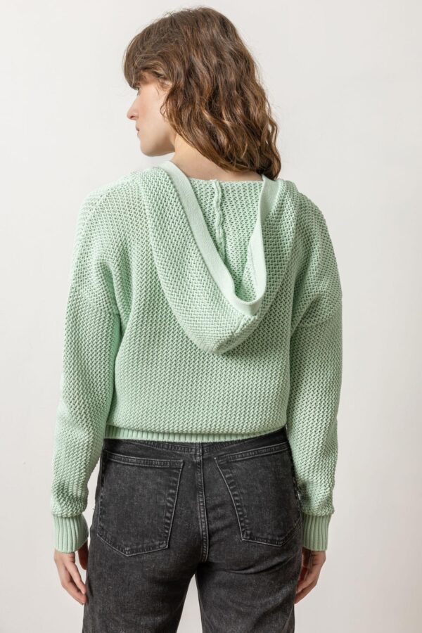 Hooded Split Neck Sweater - Image 2