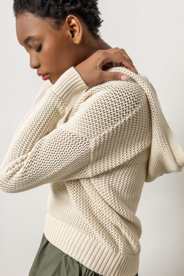 Hooded Split Neck Sweater - Image 5