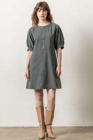Zip Front Flared Dress