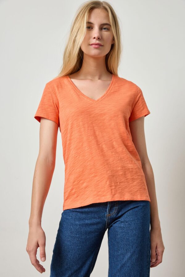 Short Sleeve Back Seam V-Neck - Image 3