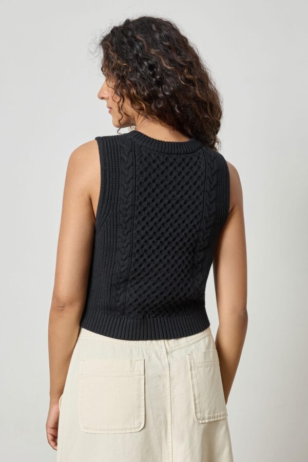 Cropped Cable Tank Sweater - Image 4