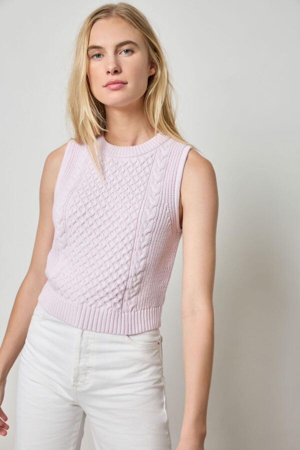 Cropped Cable Tank Sweater - Image 5