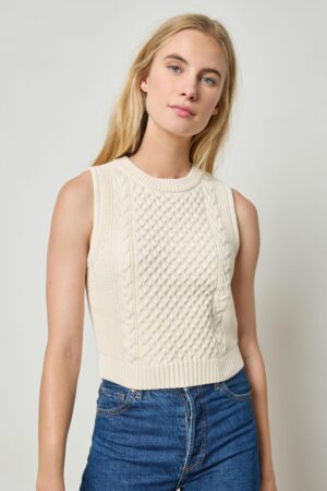 Cropped Cable Tank Sweater