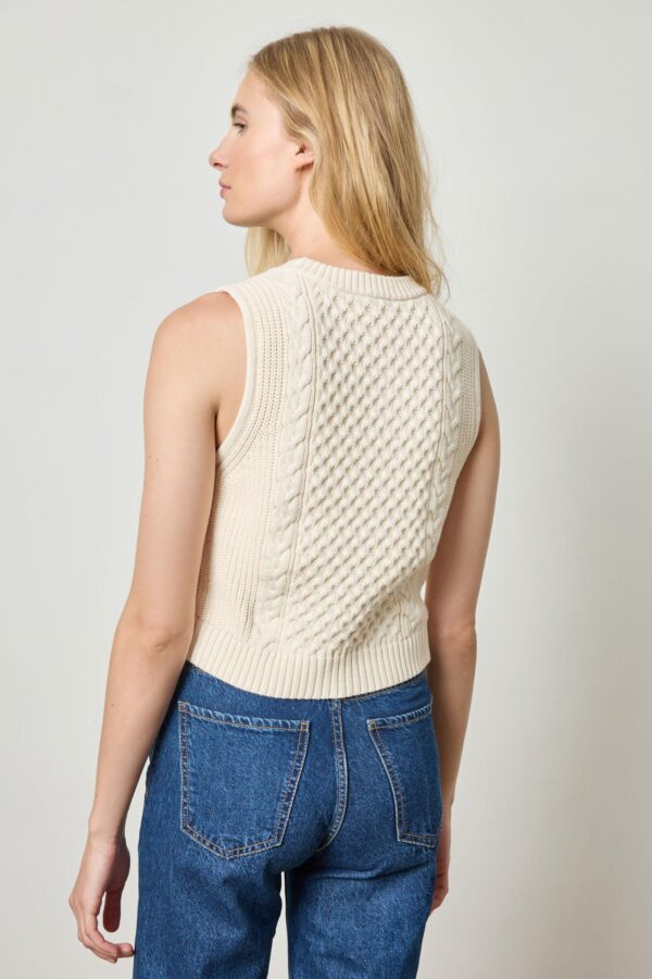 Cropped Cable Tank Sweater - Image 2