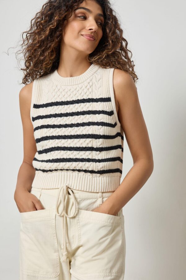 Cropped Cable Tank Sweater - Image 8
