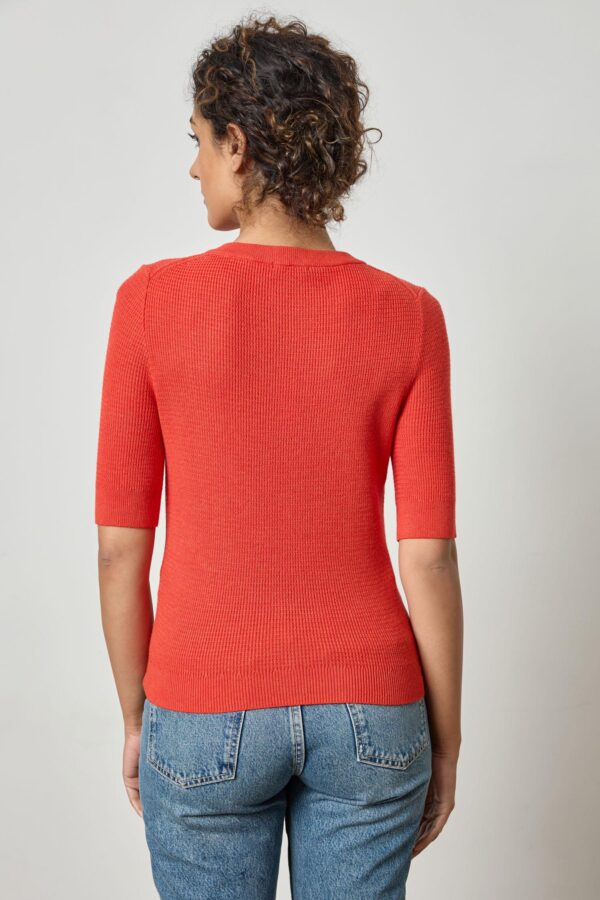 Elbow Sleeve Split Neck Sweater - Image 8