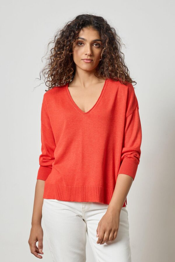 3/4 Sleeve Drop Shoulder Sweater