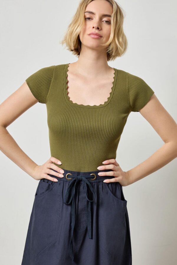 Cap Sleeve Scallop Neck Sweater - Image 5