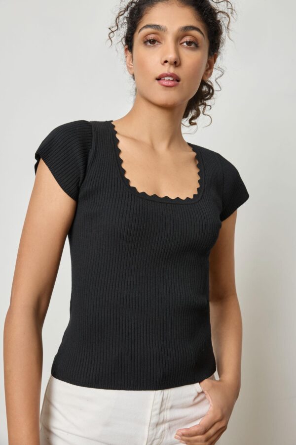 Cap Sleeve Scallop Neck Sweater - Image 8
