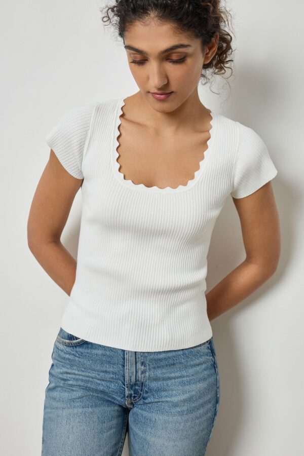 Cap Sleeve Scallop Neck Sweater - Image 3