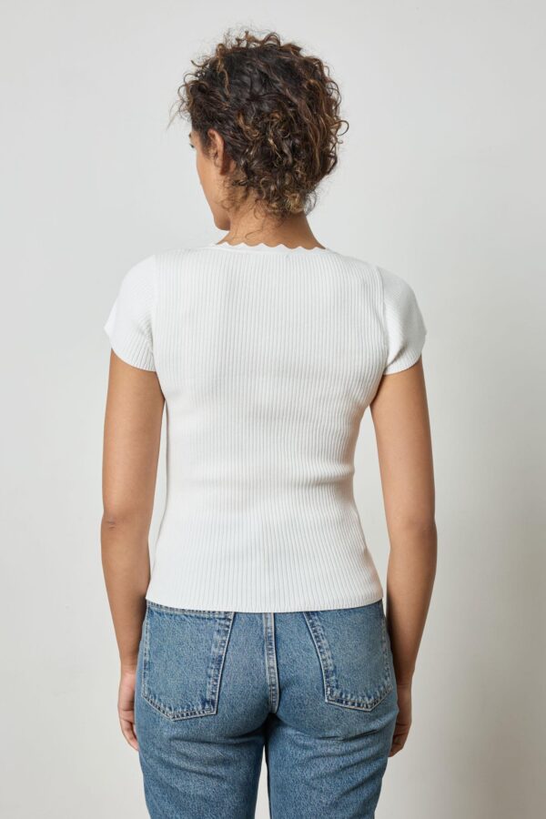 Cap Sleeve Scallop Neck Sweater - Image 4