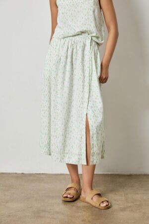 Faux Wrap Long Skirt