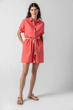 Half Placket Shirt Dress