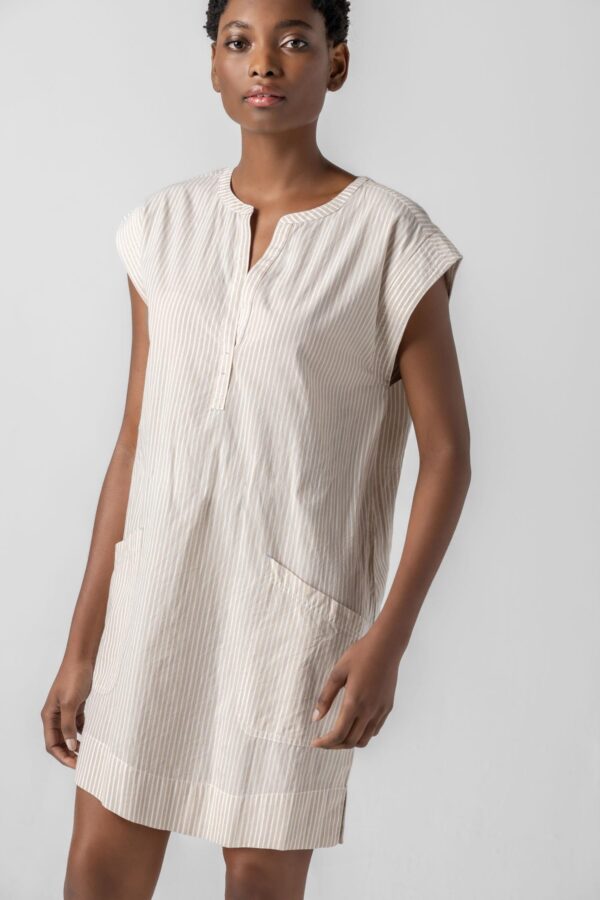 Striped Split Neck Dress - Image 7