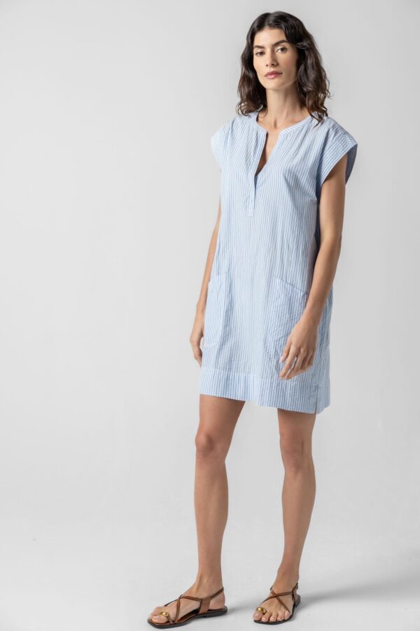 Striped Split Neck Dress - Image 4