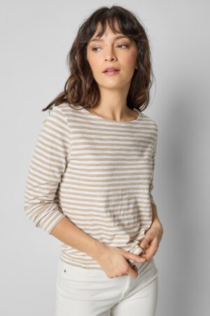 3/4 Sleeve Striped Boatneck
